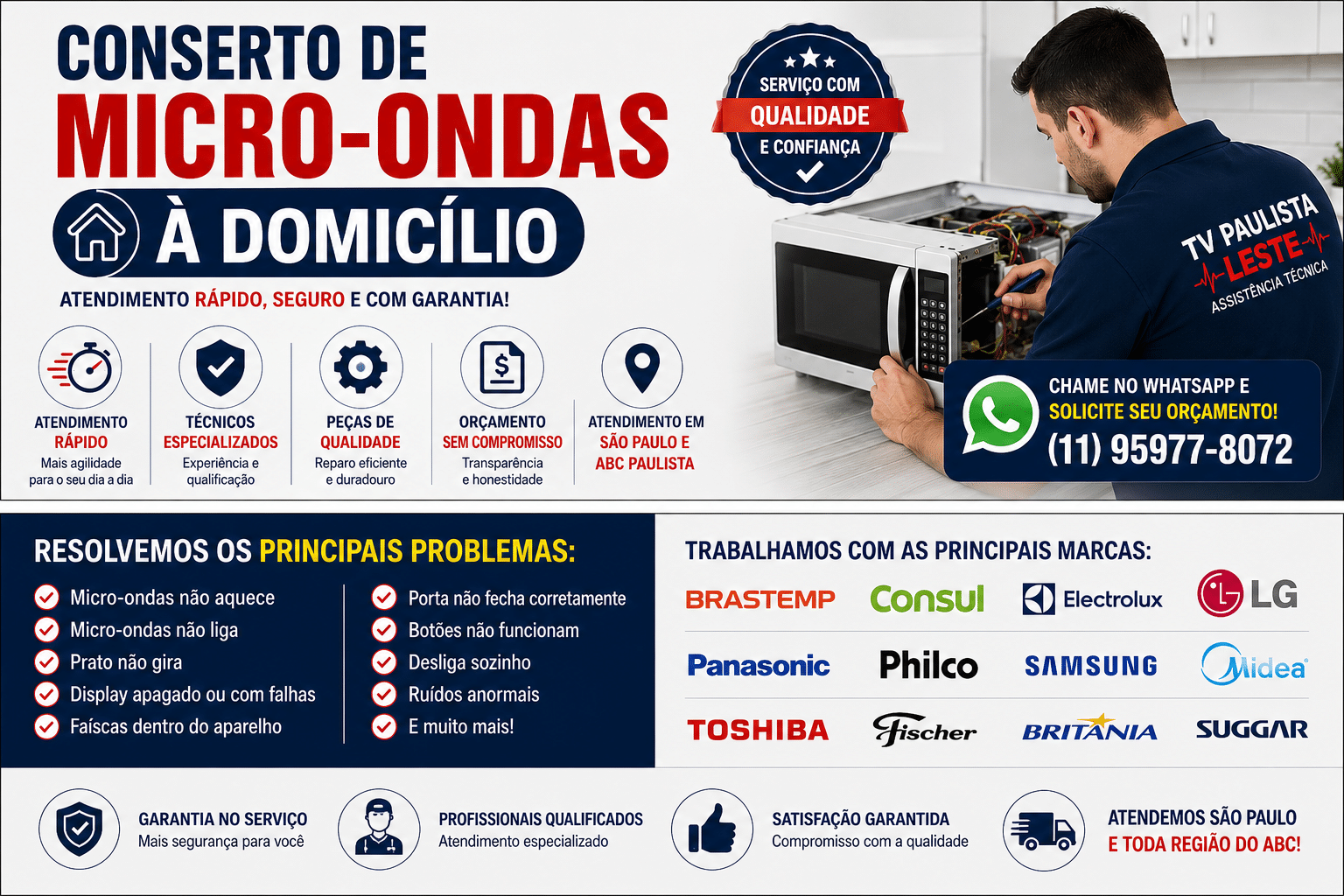 Conserto de Micro-ondas à Domicílio.