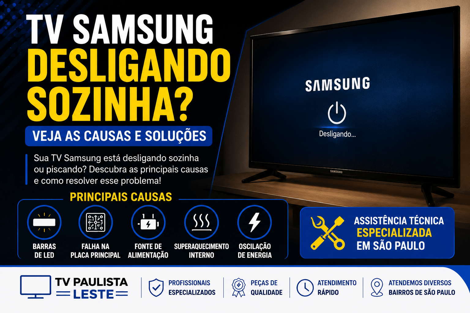 Conserto de TV na Zona Leste, SP.