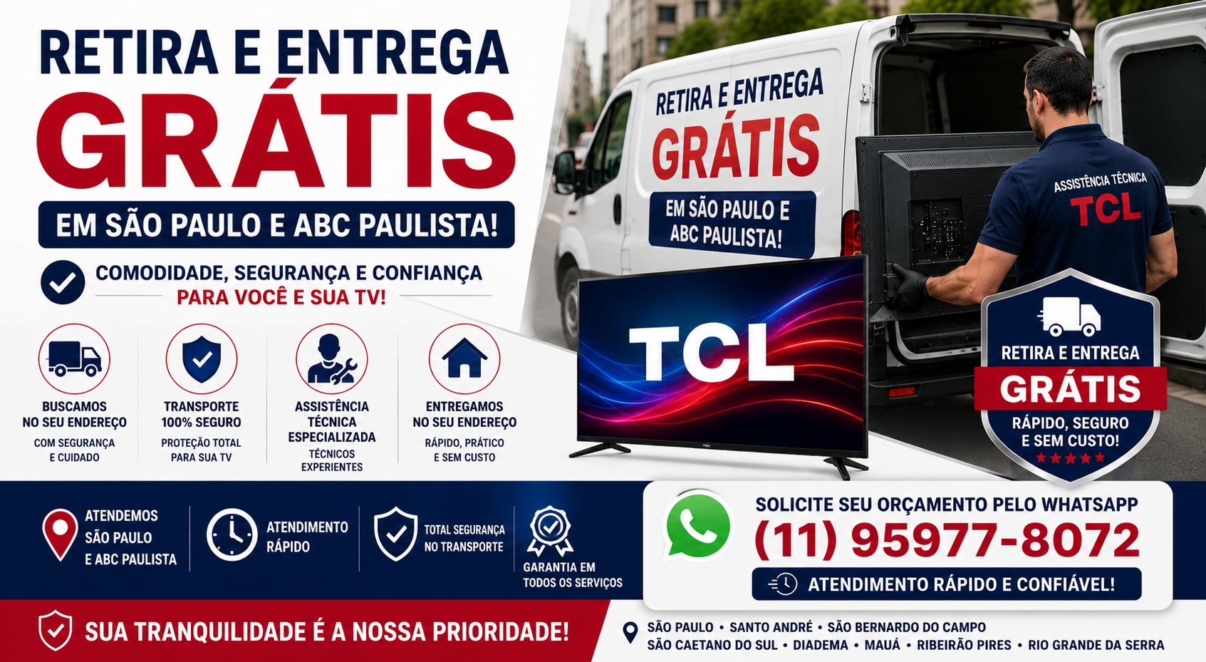 Conserto de TV TCL Zona Leste.