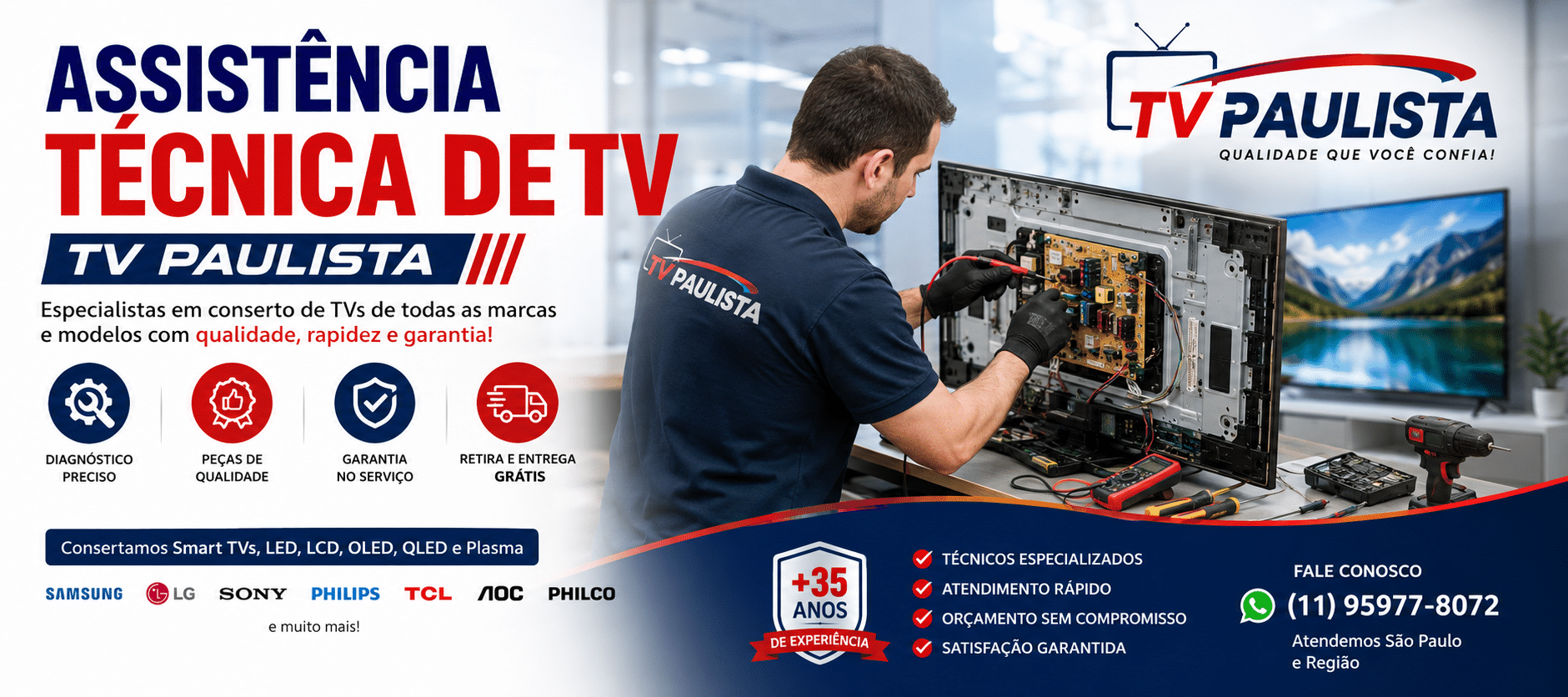 Assistência Técnica de TV - TV Paulista.