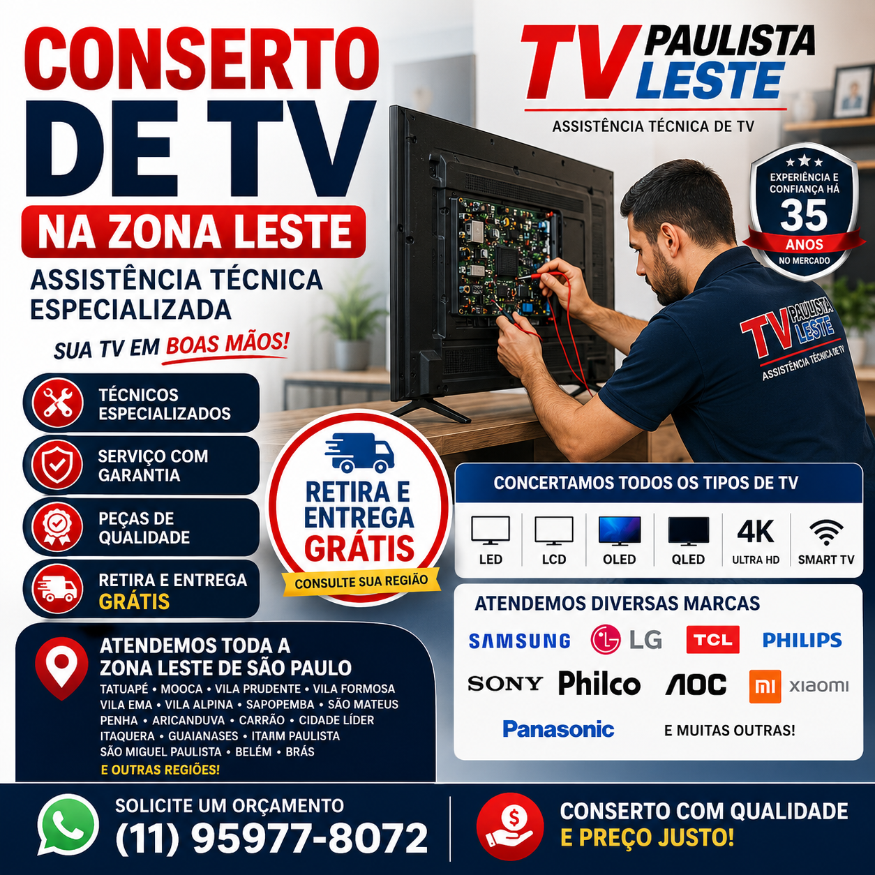 Conserto de TV Zona Leste.
