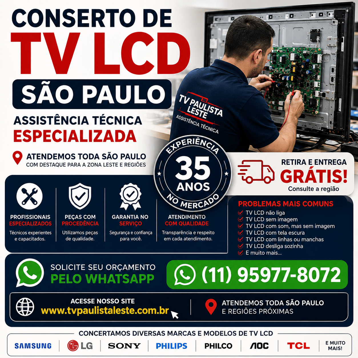 Conserto TV LCD SP e ABC Paulista.