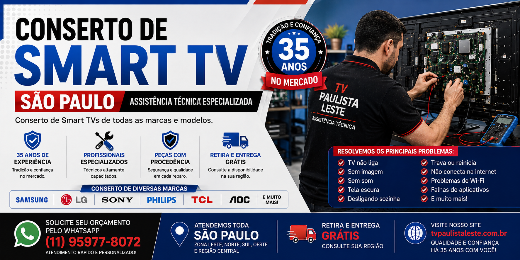 Conserto Smart TV SP e ABC Paulista.