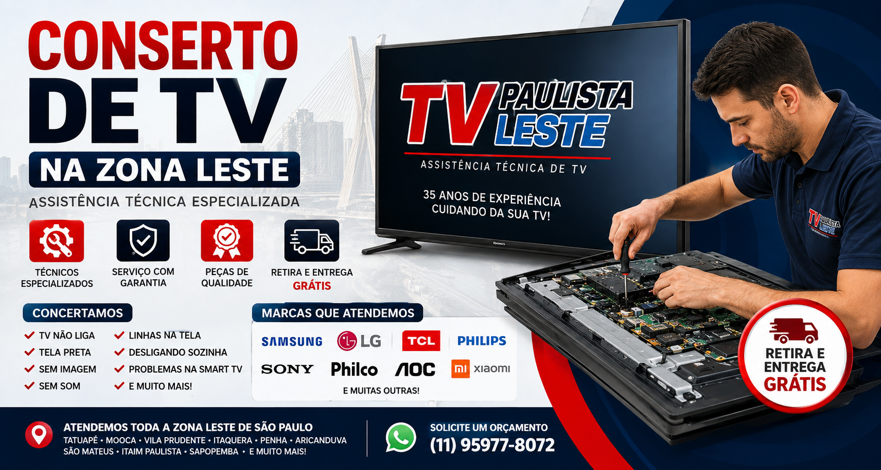 Conserto de TV na Zona Leste de São Paulo.